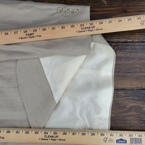 Oscar de la Renta Men's Sport Coat Blazer Two Button Beige Silk Wool Size 42R - Picture 5 of 16